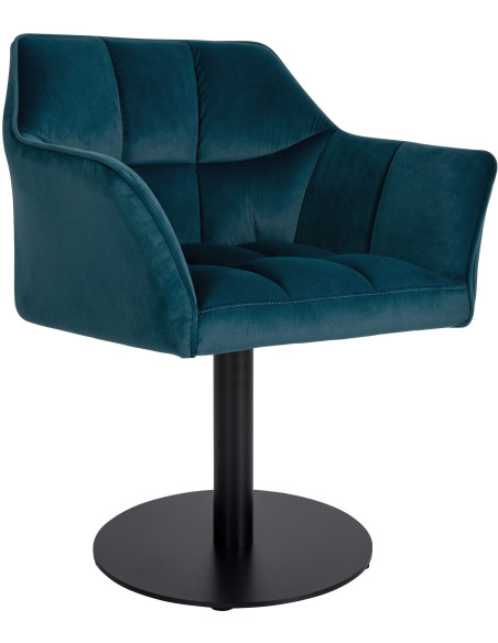 Fauteuil de table moderne en Velours Vert Métal Noir Mat Daryo - 1