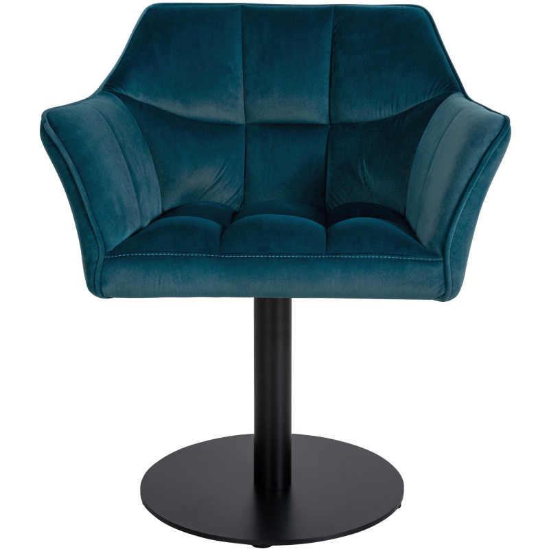 Fauteuil de table moderne en Velours Vert Métal Noir Mat Daryo - 2