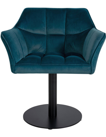 Fauteuil de table moderne en Velours Vert Métal Noir Mat Daryo - 2