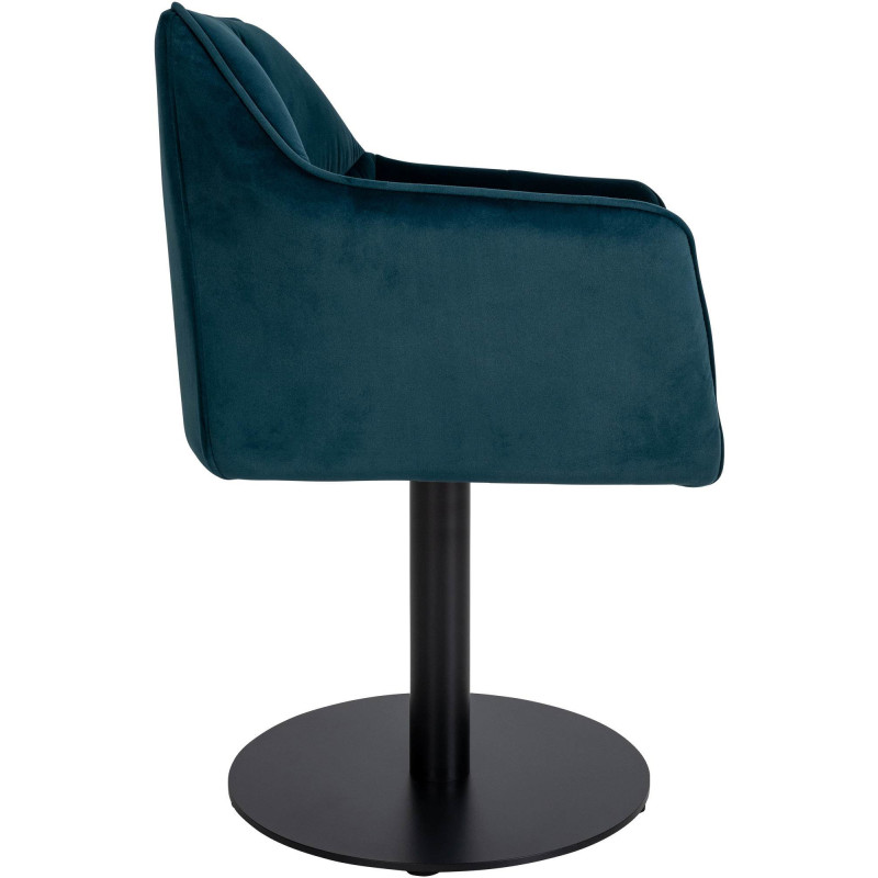 Fauteuil de table moderne en Velours Vert Métal Noir Mat Daryo - 3
