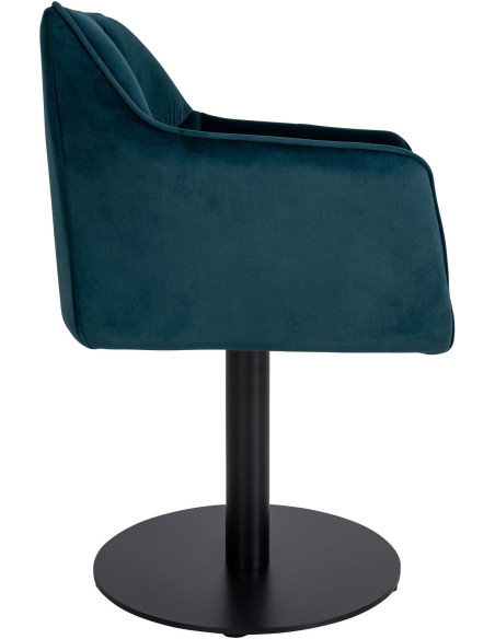 Fauteuil de table moderne en Velours Vert Métal Noir Mat Daryo - 3