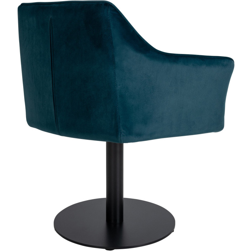 Fauteuil de table moderne en Velours Vert Métal Noir Mat Daryo - 4