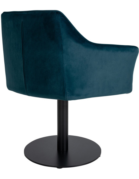 Fauteuil de table moderne en Velours Vert Métal Noir Mat Daryo - 4