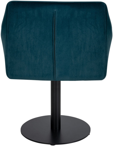 Fauteuil de table moderne en Velours Vert Métal Noir Mat Daryo - 5