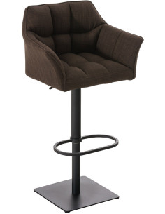 Tabouret de bar design en Tissu Marron Métal Noir Daryo - 1