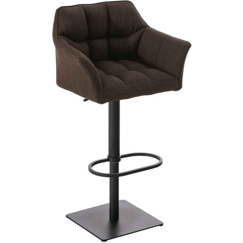 Tabouret de bar design en Tissu Marron Métal Noir Daryo - 1