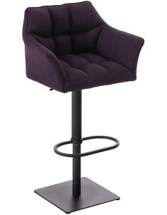 Tabouret de bar design en Tissu Violet Métal Noir Daryo - 1