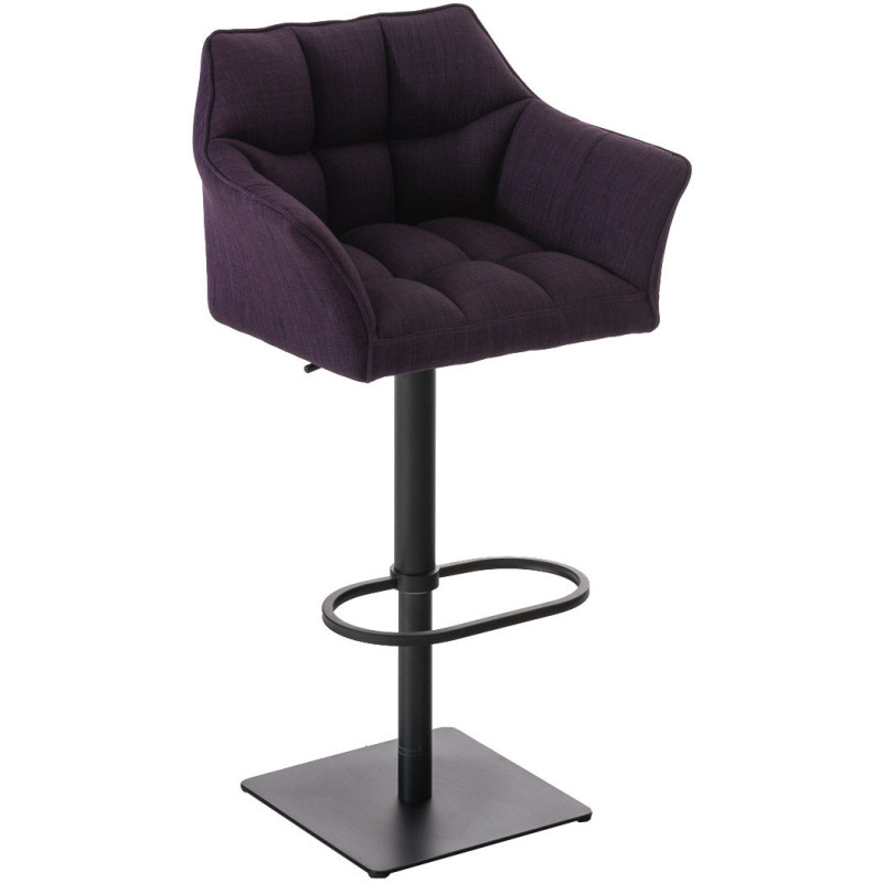 Tabouret de bar design en Tissu Violet Métal Noir Daryo - 1