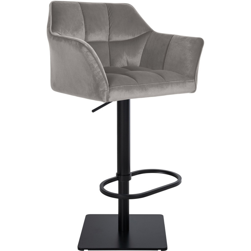 Tabouret de bar design en Velours Gris Métal Noir Daryo - 1