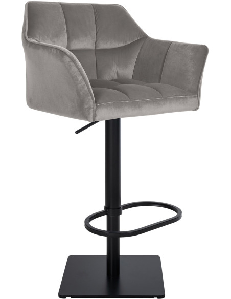 Tabouret de bar design en Velours Gris Métal Noir Daryo - 1