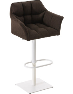 Tabouret de bar design en Tissu Marron Métal Blanc Daryo - 1