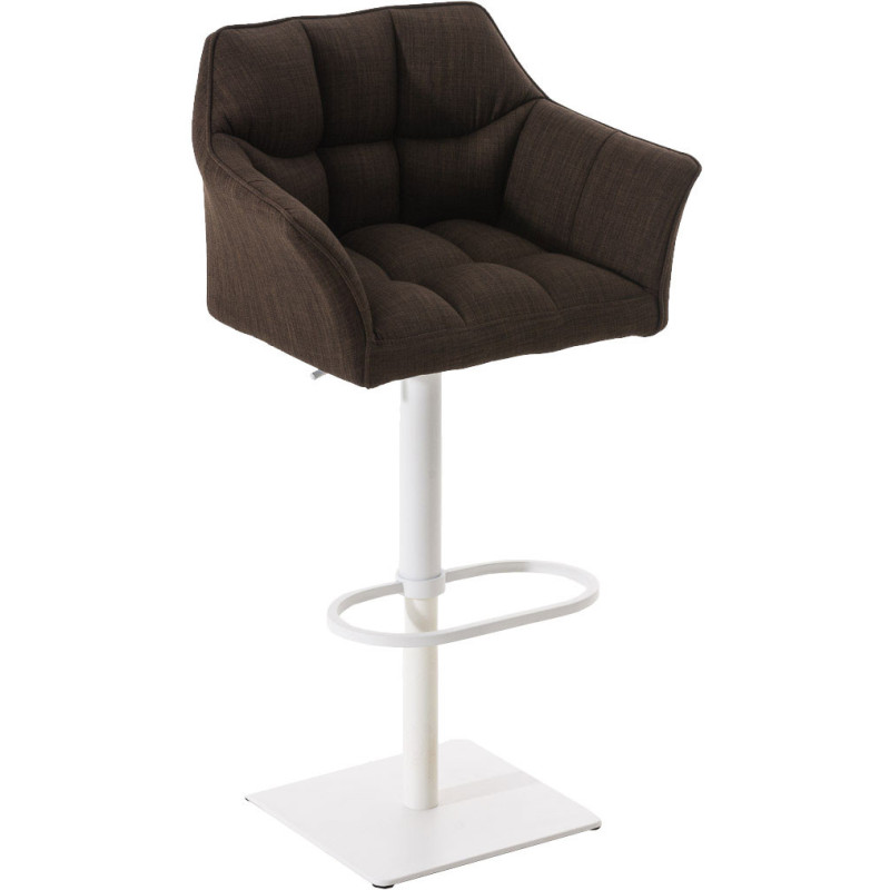 Tabouret de bar design en Tissu Marron Métal Blanc Daryo - 1