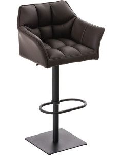 Tabouret de bar design en Polyuréthane Marron foncé Métal Noir Daryo - 1