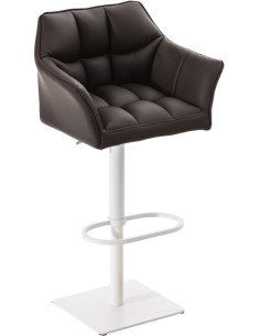 Tabouret de bar design en Polyuréthane Marron Métal Blanc Daryo - 1