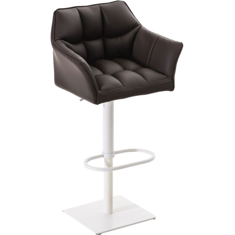 Tabouret de bar design en Polyuréthane Marron Métal Blanc Daryo - 1