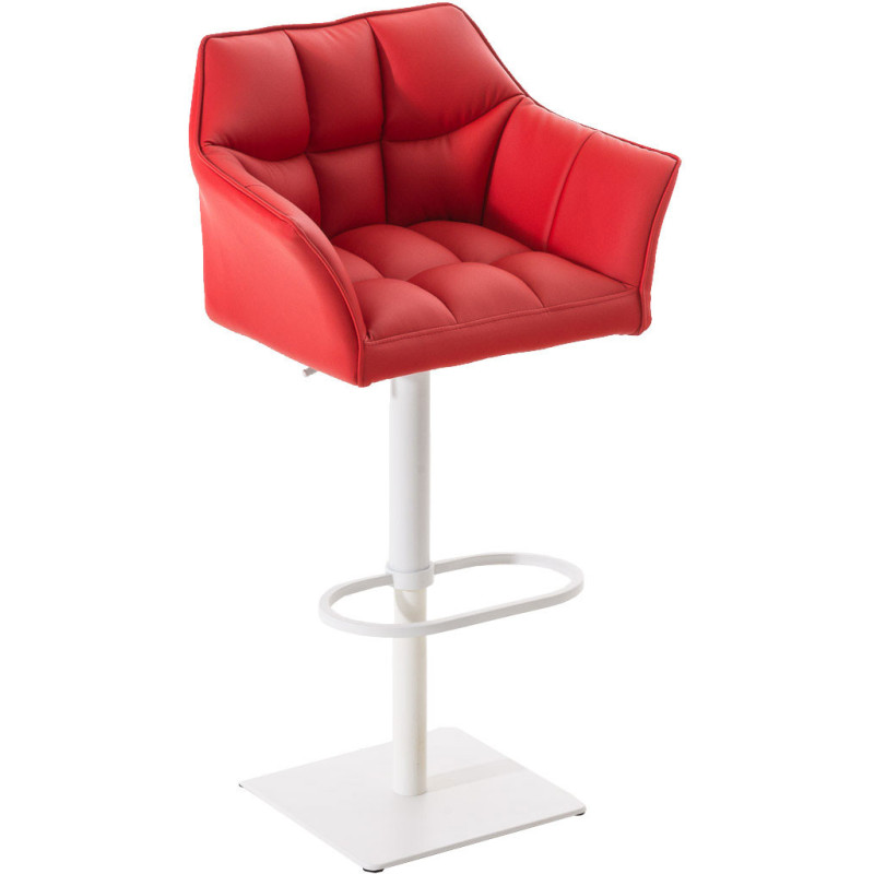 Tabouret de bar design en Polyuréthane Rouge Métal Blanc Daryo - 1