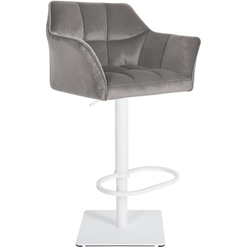 Tabouret de bar design en Velours Gris Métal Blanc Daryo - 1