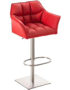 Tabouret de bar design en Polyuréthane Rouge Métal Argenté Brillant Daryo - 1