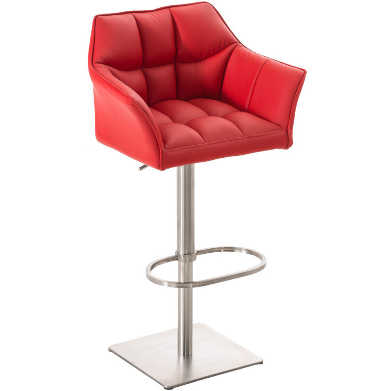 Tabouret de bar design en Polyuréthane Rouge Métal Argenté Brillant Daryo - 1