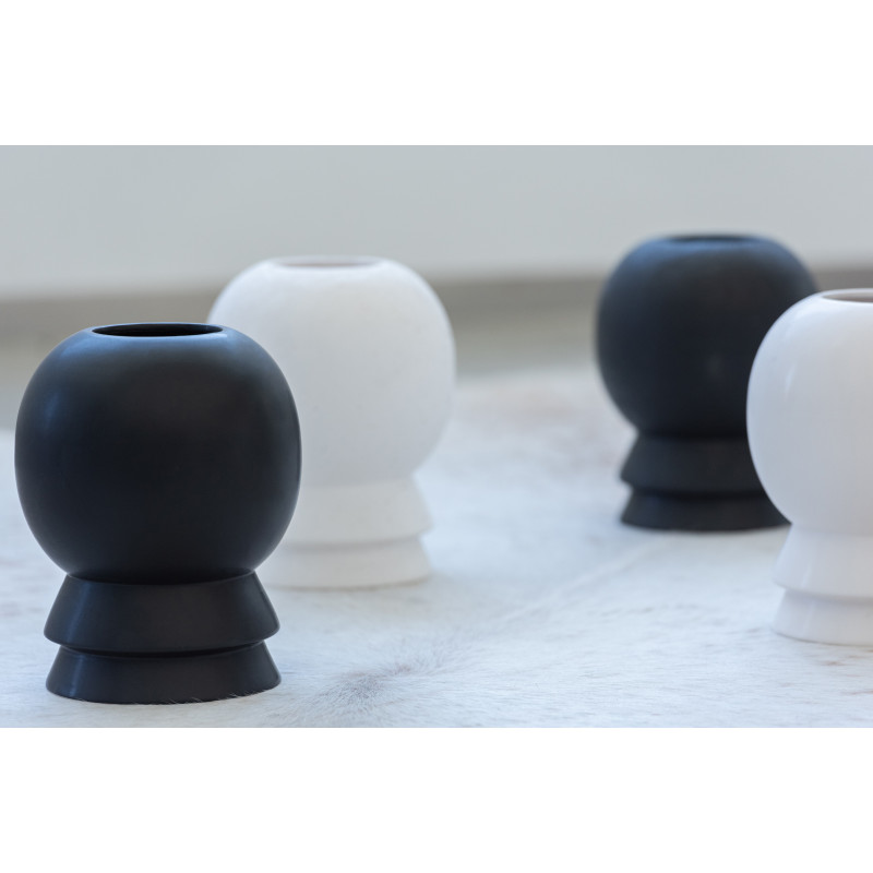 Vase Boule Olivia Hauteur 20 cm en Céramique Noir Mat et brillant (Lot de 2) - 2