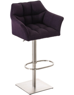 Tabouret de bar design en Tissu Violet Métal Argenté Brillant Daryo - 1