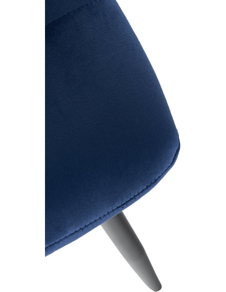 Chaise moderne en Velours Bleu foncé Métal Noir Galia - 2