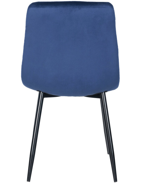 Chaise moderne en Velours Bleu foncé Métal Noir Galia - 4