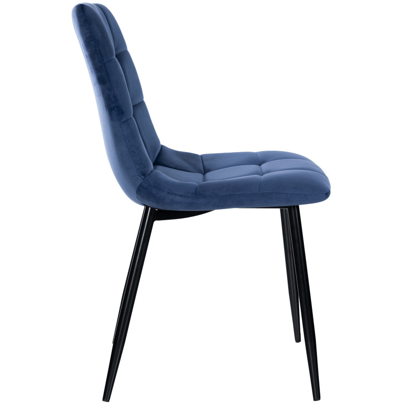 Chaise moderne en Velours Bleu foncé Métal Noir Galia - 5