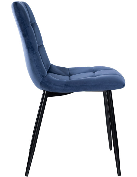 Chaise moderne en Velours Bleu foncé Métal Noir Galia - 5