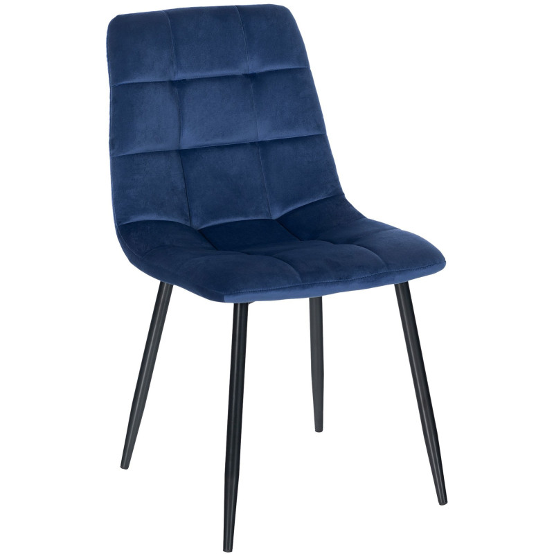 Chaise moderne en Velours Bleu foncé Métal Noir Galia - 1