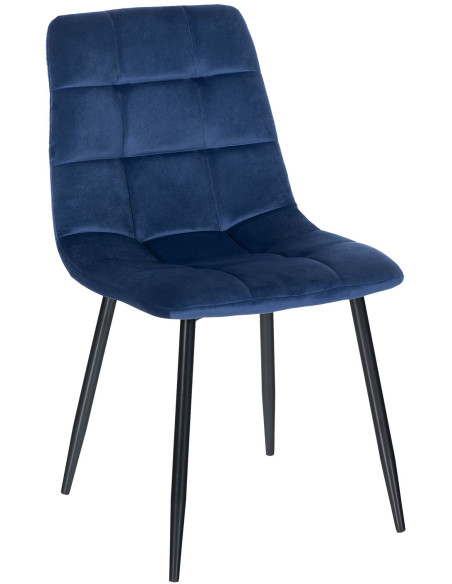 Chaise moderne en Velours Bleu foncé Métal Noir Galia - 1