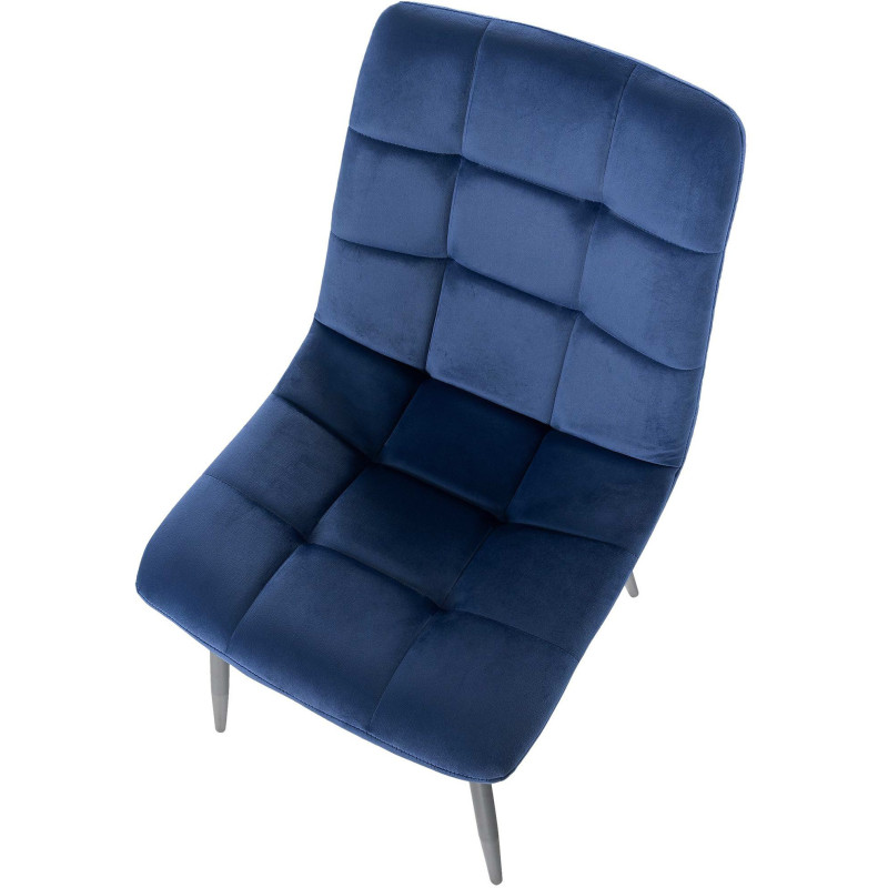 Chaise moderne en Velours Bleu foncé Métal Noir Galia - 6