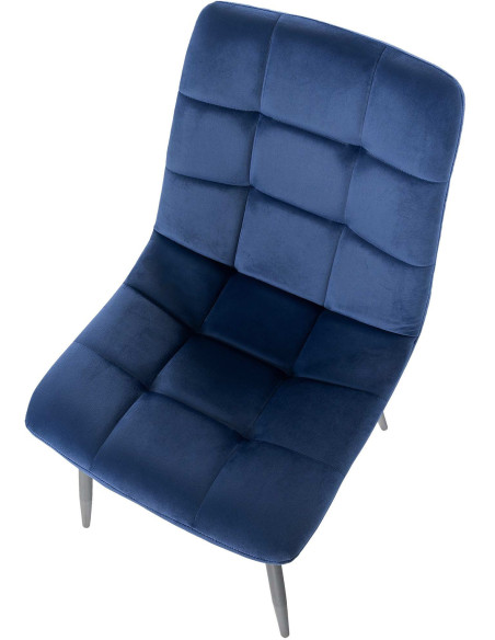 Chaise moderne en Velours Bleu foncé Métal Noir Galia - 6