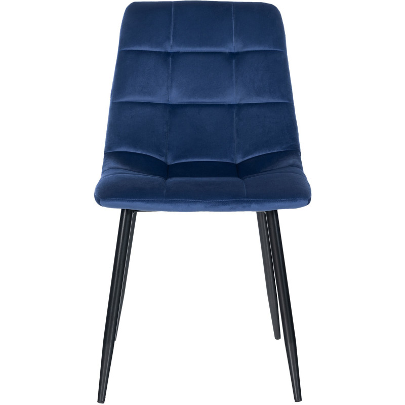Chaise moderne en Velours Bleu foncé Métal Noir Galia - 7