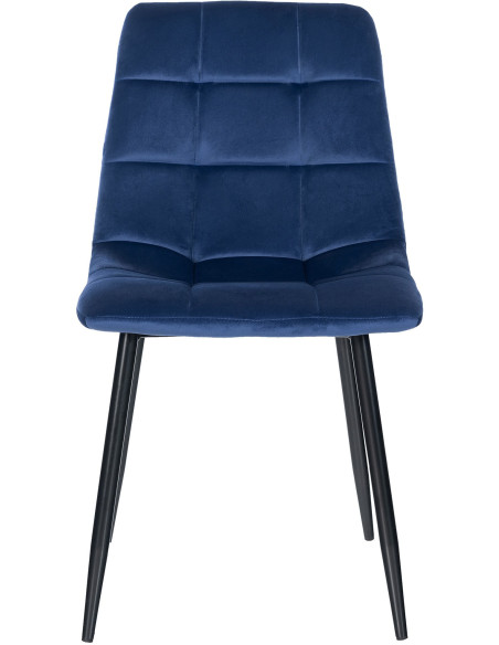Chaise moderne en Velours Bleu foncé Métal Noir Galia - 7