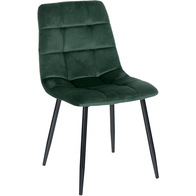 Chaise moderne en Velours Vert foncé Métal Noir Galia - 1