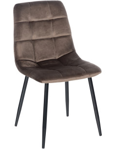 Chaise moderne en Velours Marron Métal Noir Galia - 1
