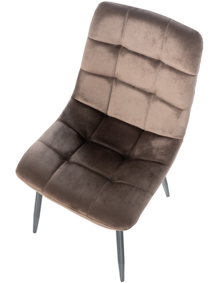 Chaise moderne en Velours Marron Métal Noir Galia - 5