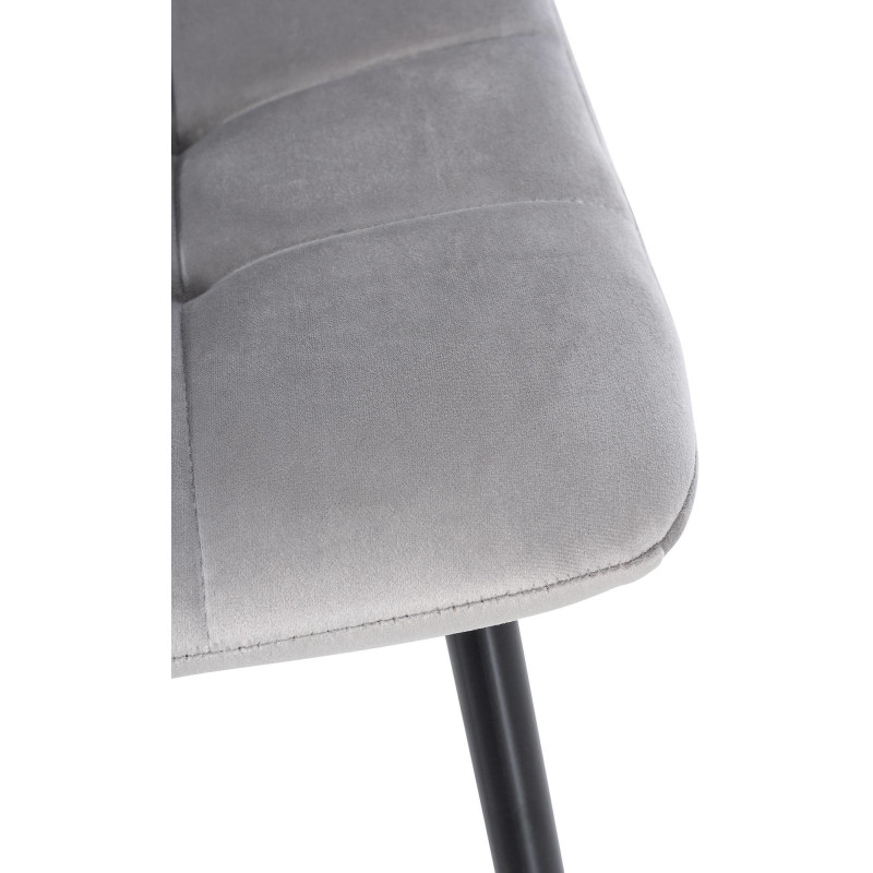 Chaise moderne en Velours Gris clair Métal Noir Galia - 3