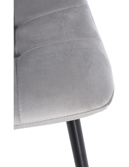 Chaise moderne en Velours Gris clair Métal Noir Galia - 3