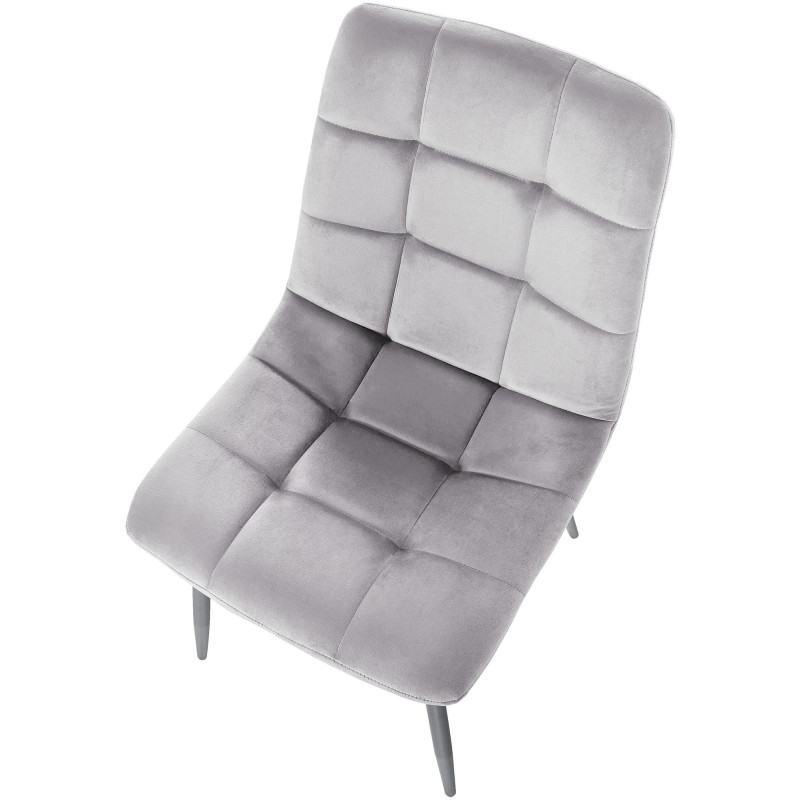 Chaise moderne en Velours Gris clair Métal Noir Galia - 5