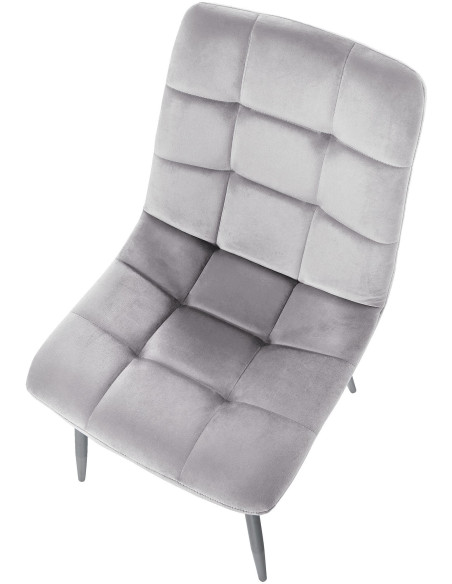 Chaise moderne en Velours Gris clair Métal Noir Galia - 5