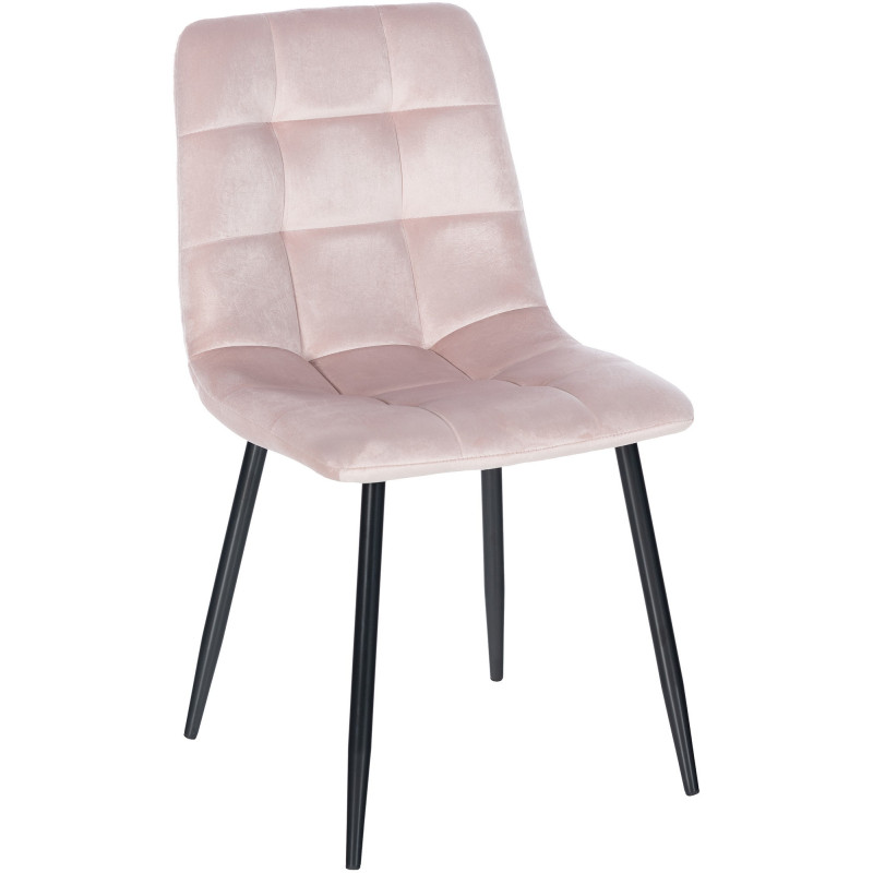 Chaise moderne en Velours Rose Métal Noir Galia - 1
