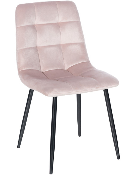 Chaise moderne en Velours Rose Métal Noir Galia - 1