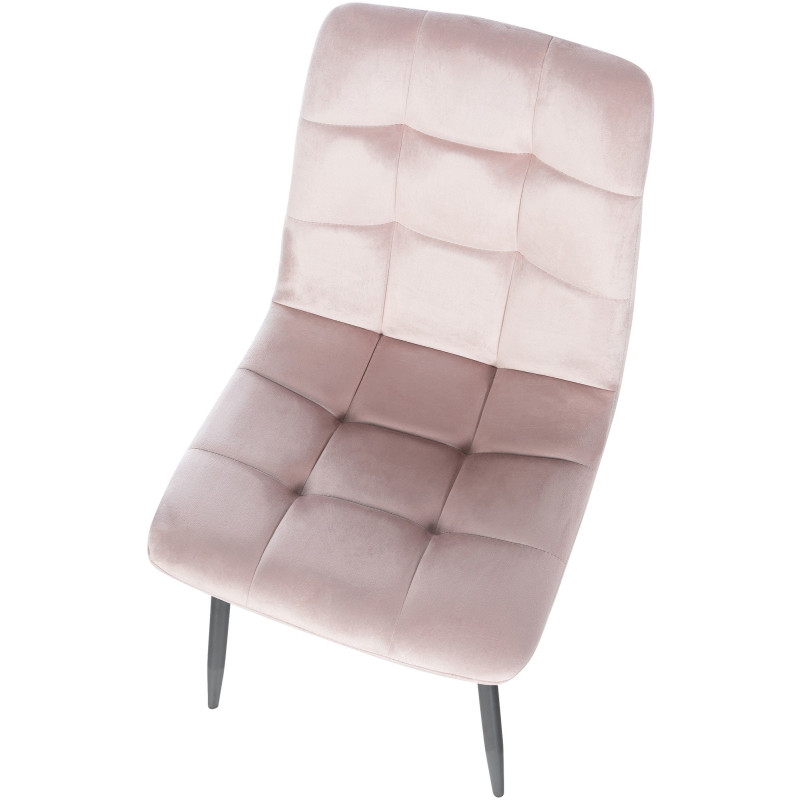 Chaise moderne en Velours Rose Métal Noir Galia - 5