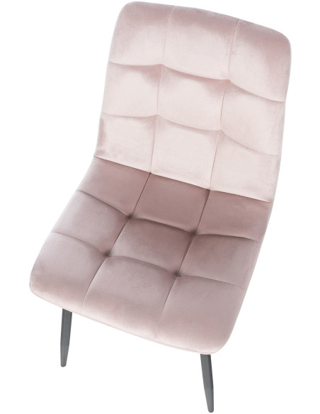 Chaise moderne en Velours Rose Métal Noir Galia - 5