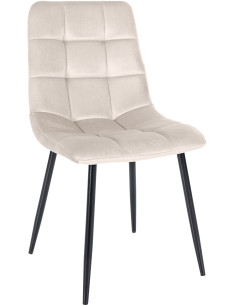 Chaise moderne en Velours Blanc crème Métal Noir Galia - 1