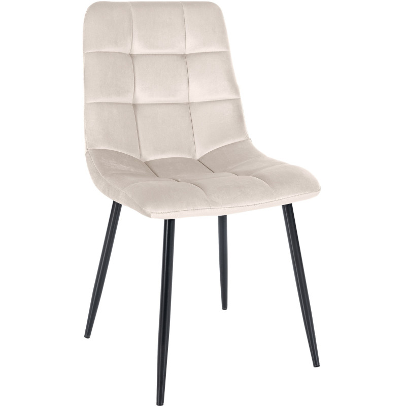 Chaise moderne en Velours Blanc crème Métal Noir Galia - 1