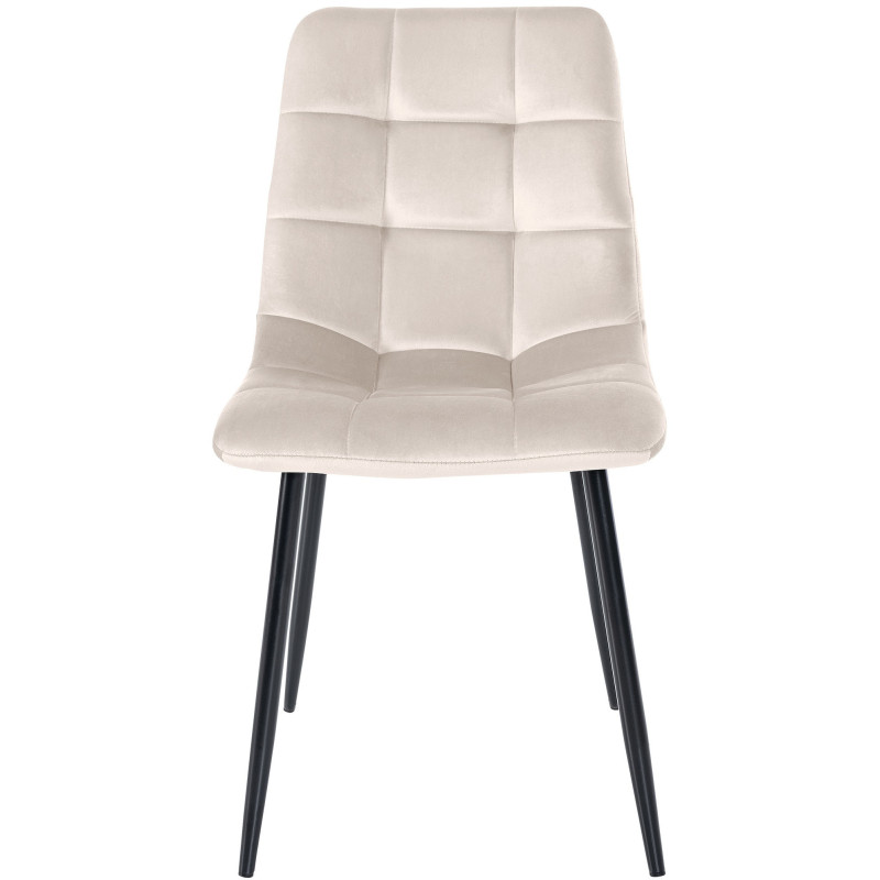 Chaise moderne en Velours Blanc crème Métal Noir Galia - 2