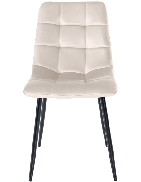 Chaise moderne en Velours Blanc crème Métal Noir Galia - 2